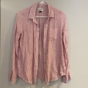 Pink/ White Stripe Button Down Shirt